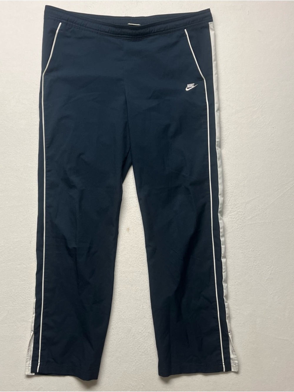 Nike Navy Blue Track Pants with White Trim